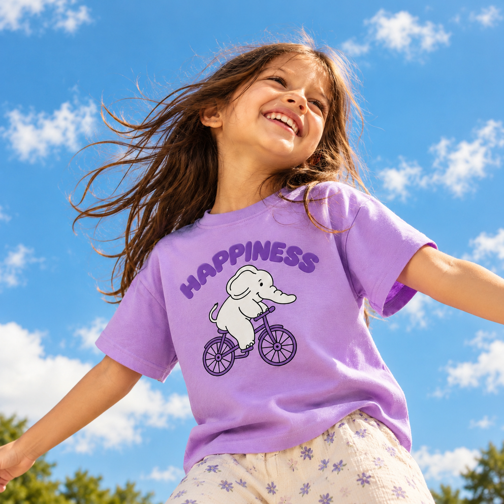 Happiness | Kids Oversized T-shirt | Lavender